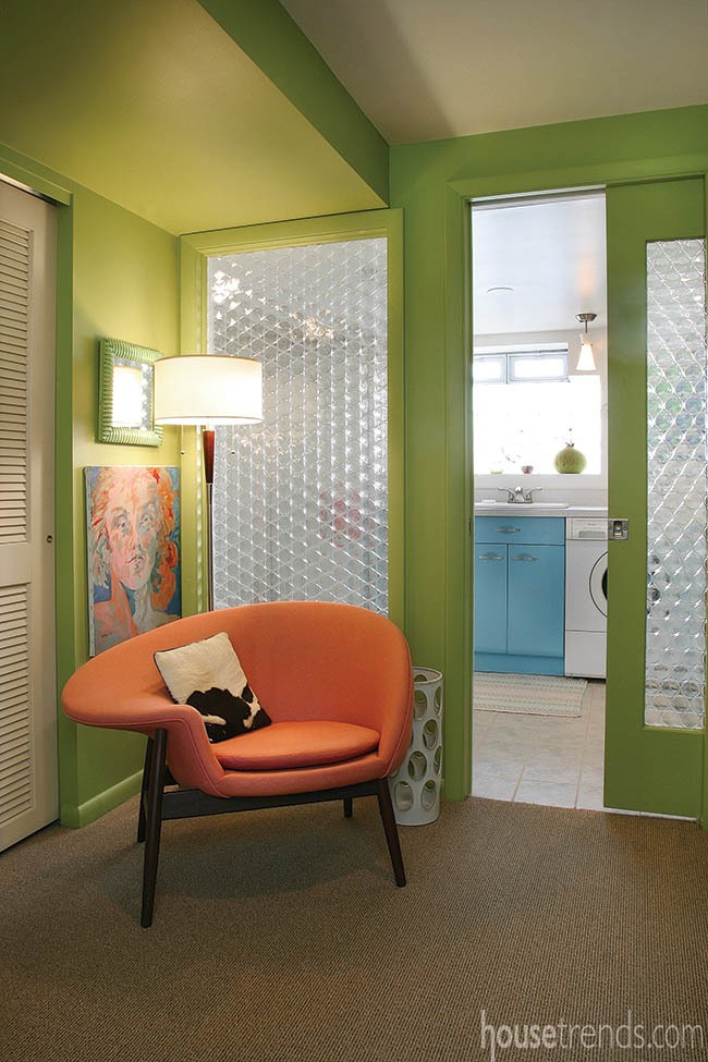 Laundry room with repurposed cabinetry