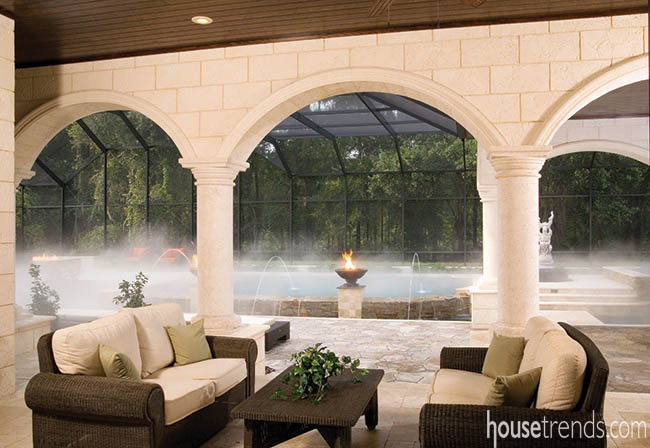 Outdor furniture offers a break from the swimming pool