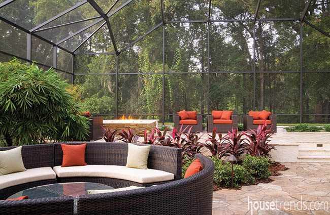Outdoor furniture accented with cushions