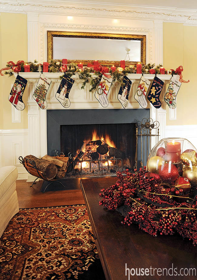 Holiday decorations create a cozy atmosphere
