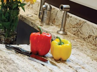 Granite countertops complement the kitchen design