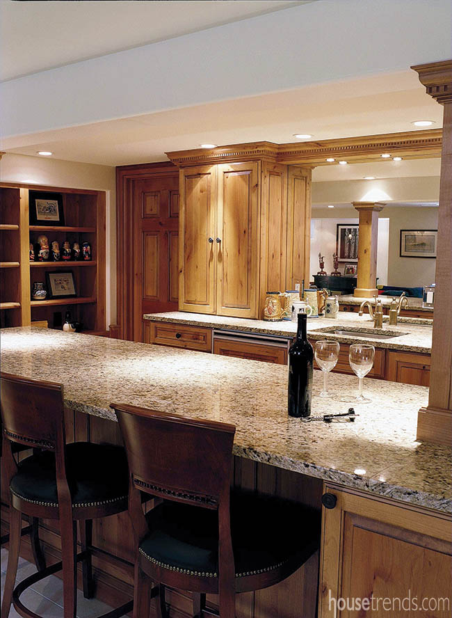 Full bar rounds out a lower level remodel