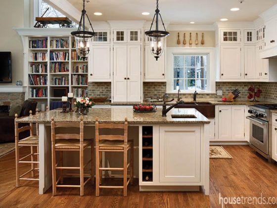 White kitchen cabinets create a welcoming atmosphere
