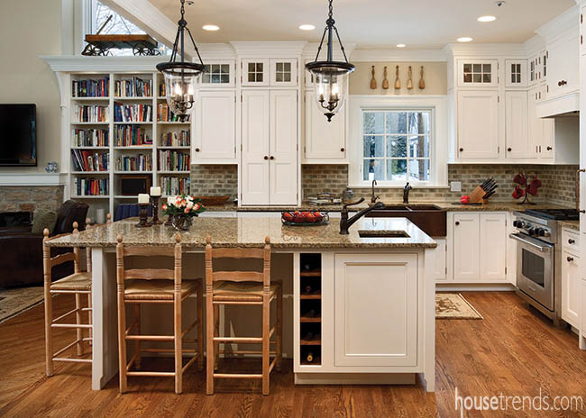 White kitchen cabinets create a welcoming atmosphere