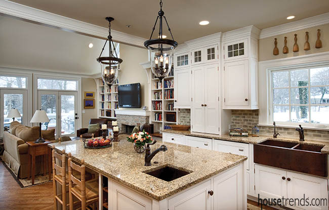 Kitchen design flows when owners knock down a wall