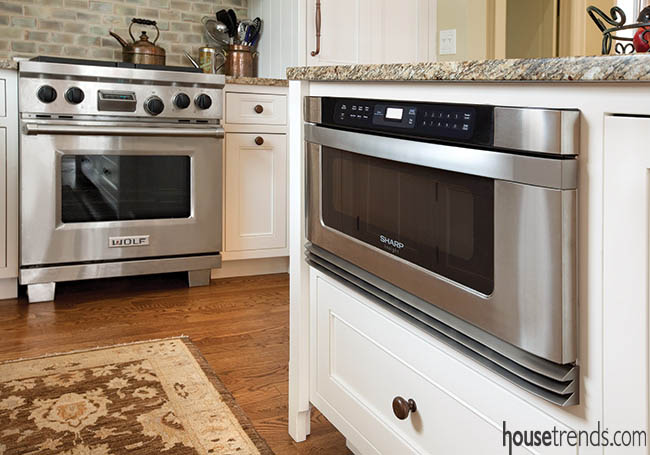 Kitchen appliances are easily accessible