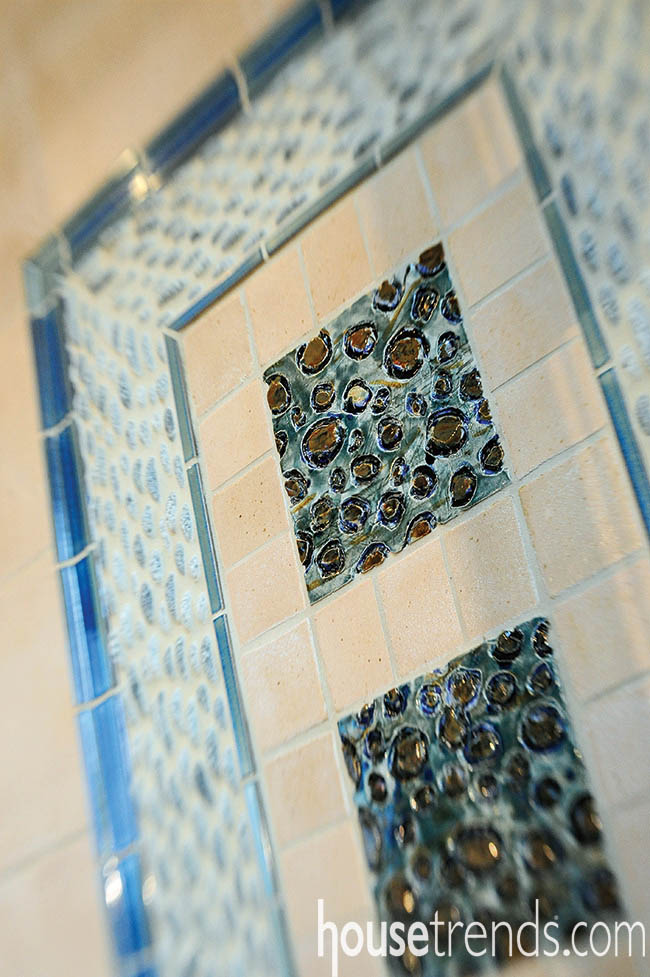 Bathroom tile adds a shock of bright color