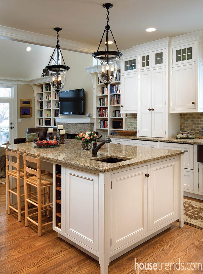 Kitchen island brings work and play together