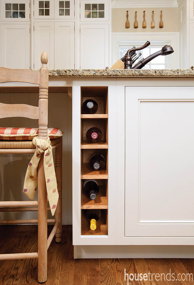 Kitchen wine storage keeps wine at the ready