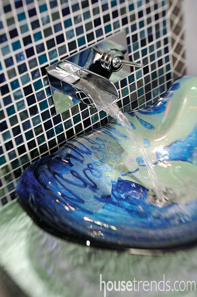 Bathroom design centers around a vessel sink