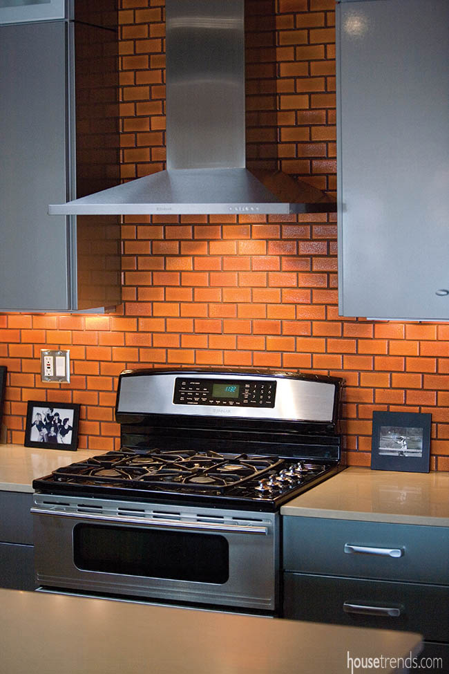 Tile backsplash spotlights the cabinetry