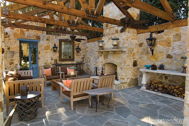 Fireplace completes an outdoor living space