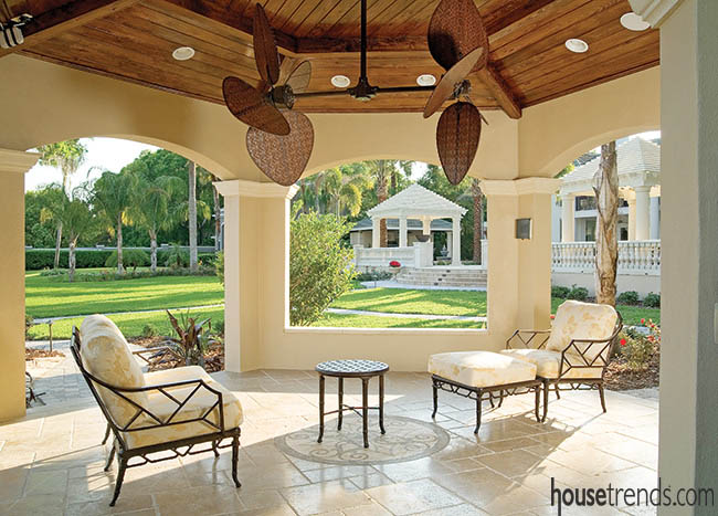 Outdoor cushions complete an entertaining area