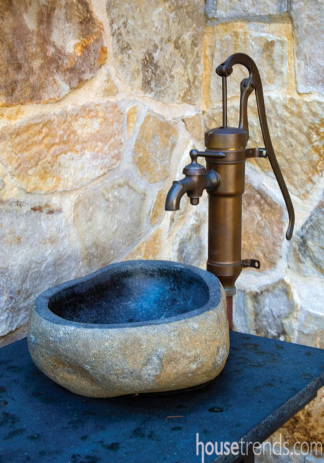 Sink reflects a structure's aged appearance