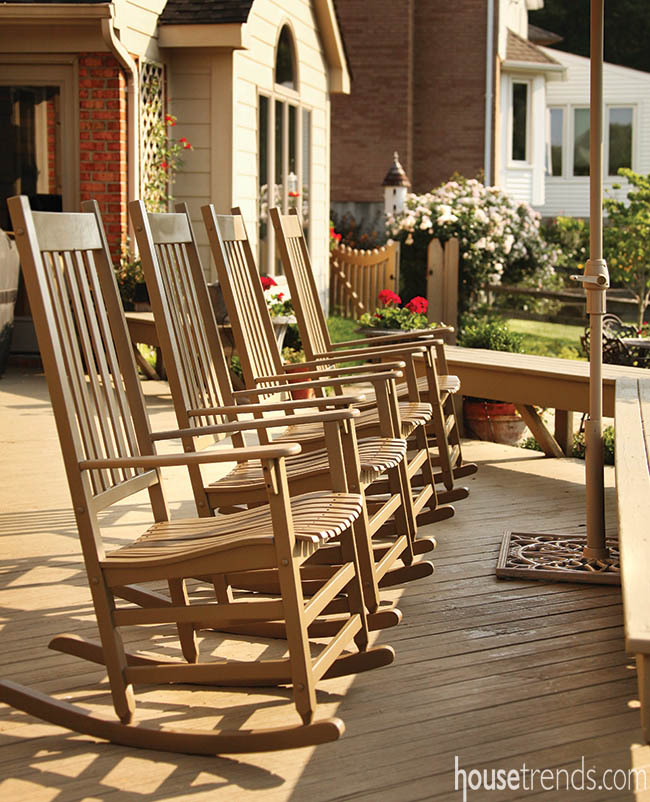Rocking chairs offer a leisurely perch