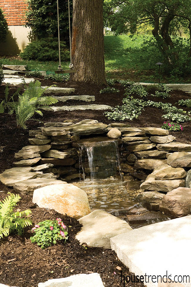 Waterfall completes a back yard