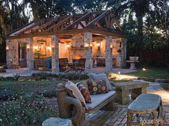 Outdoor lighting beckons guests to explore