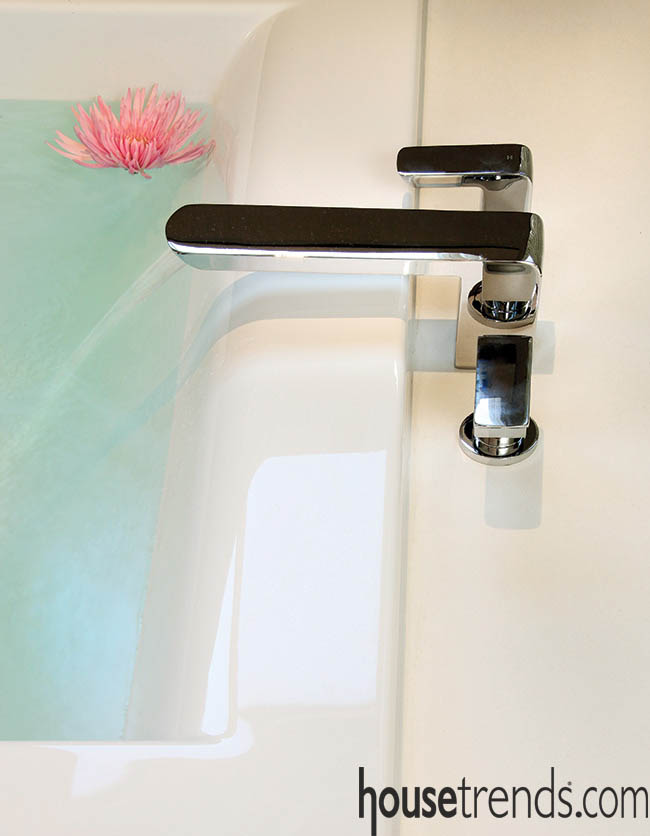 Faucet reflects a bathroom design
