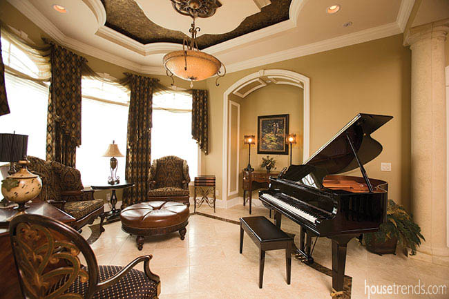 Piano shines in a classic music room design