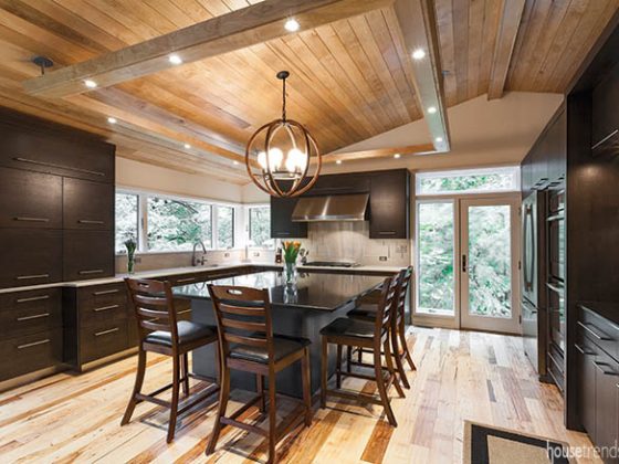 Kitchen backsplash brings out stainless steel accents
