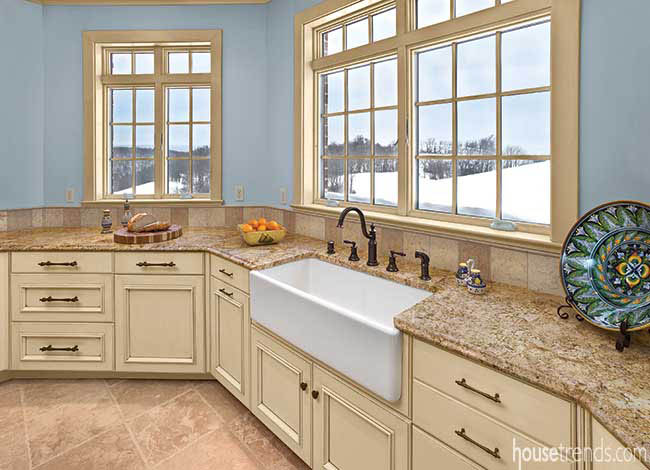 Farmhouse sink with a view