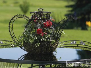 Topiary dresses up an outdoor table