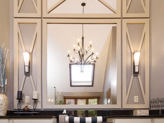 Wall sconces brighten up a bathroom vanity