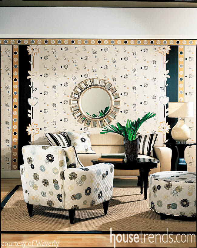 Wallpaper spices up a living room