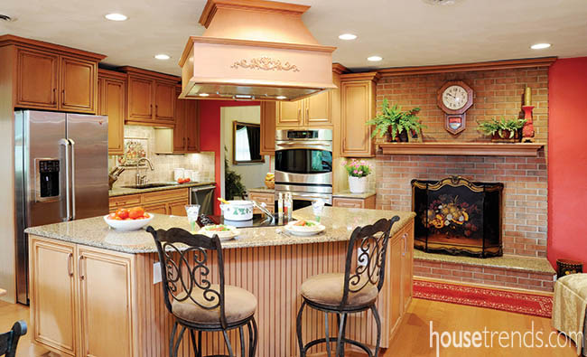 Kitchen island keeps cooking convenient