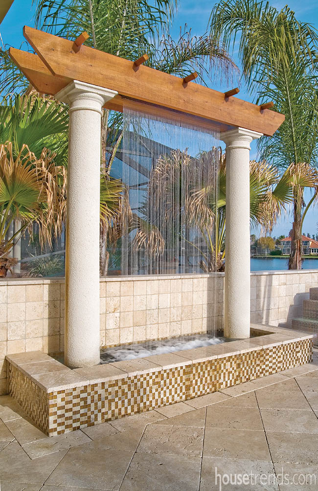 Back yard boasts a unique water feature