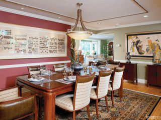 Cherry table dominates a dining room