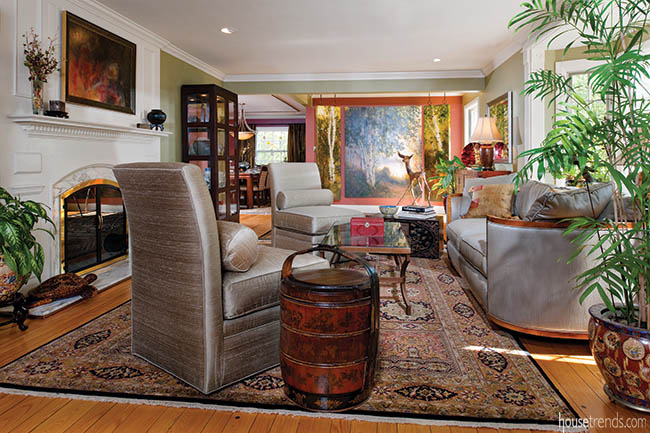 Fabrics complement a formal living room design