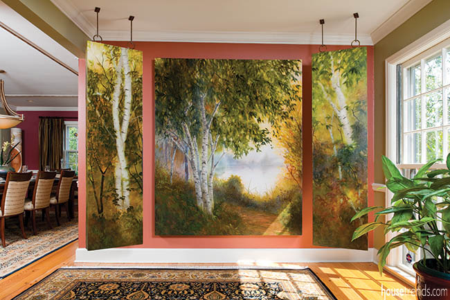 Large painting dominates a living room