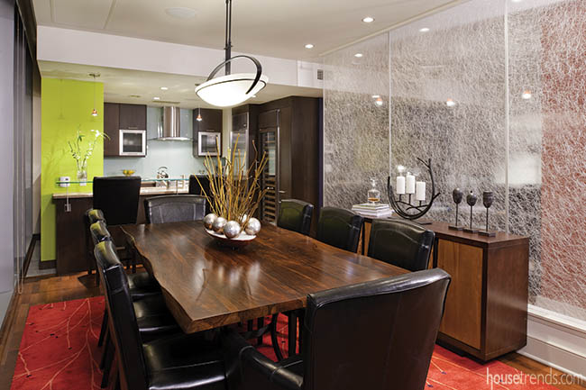 Kitchen flows into a dining room
