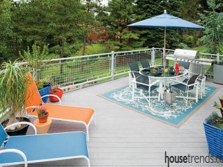 Deck design highlights reclaimed flooring