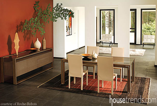 Dining room table with a solid presence