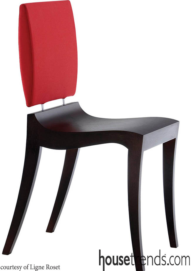 Color and curves add to a dining room design