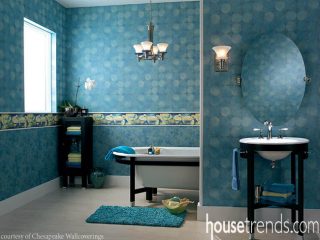 Bathroom design mixes it up with wallpaper