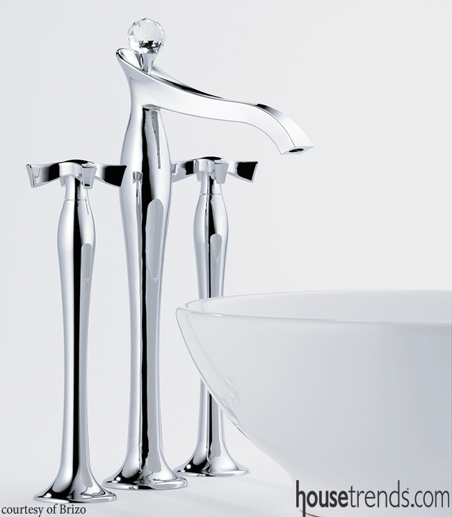Faucet handles create an elegant atmosphere