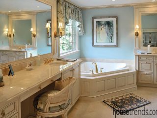 Marble countertops complement cabinetry
