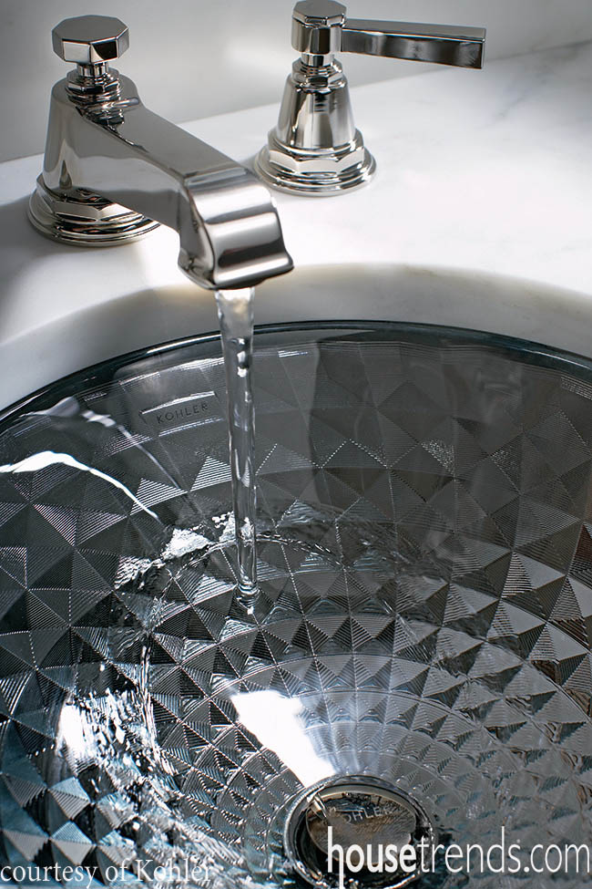 Glamour surrounds a bathroom sink