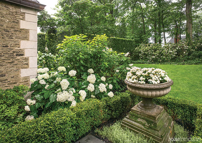 Planters lend to a formal garden design
