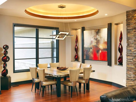 Custom square table perfect for a contemporary dining room
