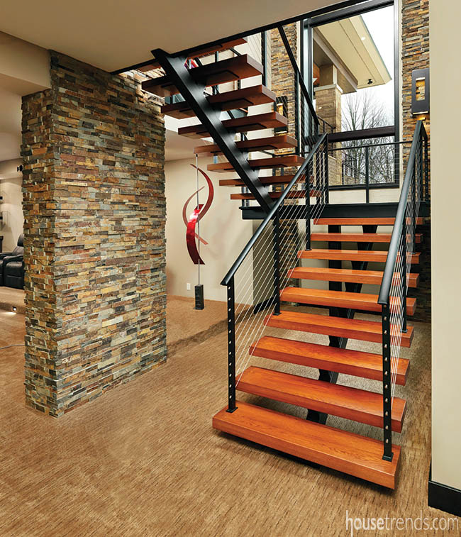 Contemporary staircase made of mixed materials