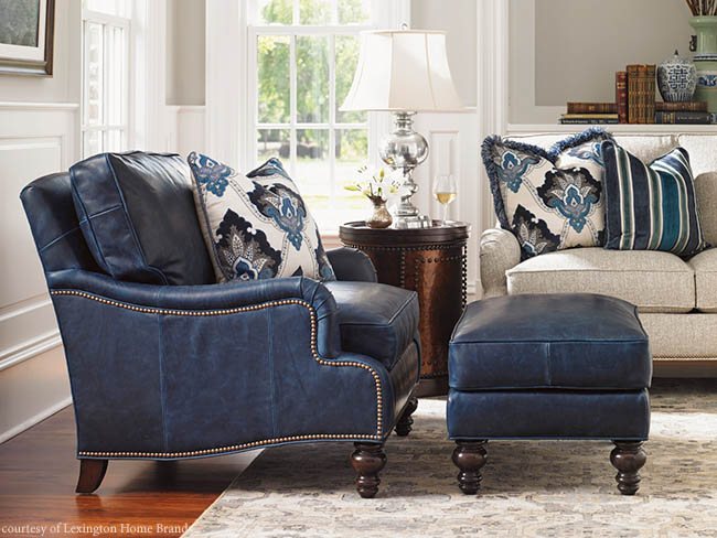 Leather chair in appealing shade of navy