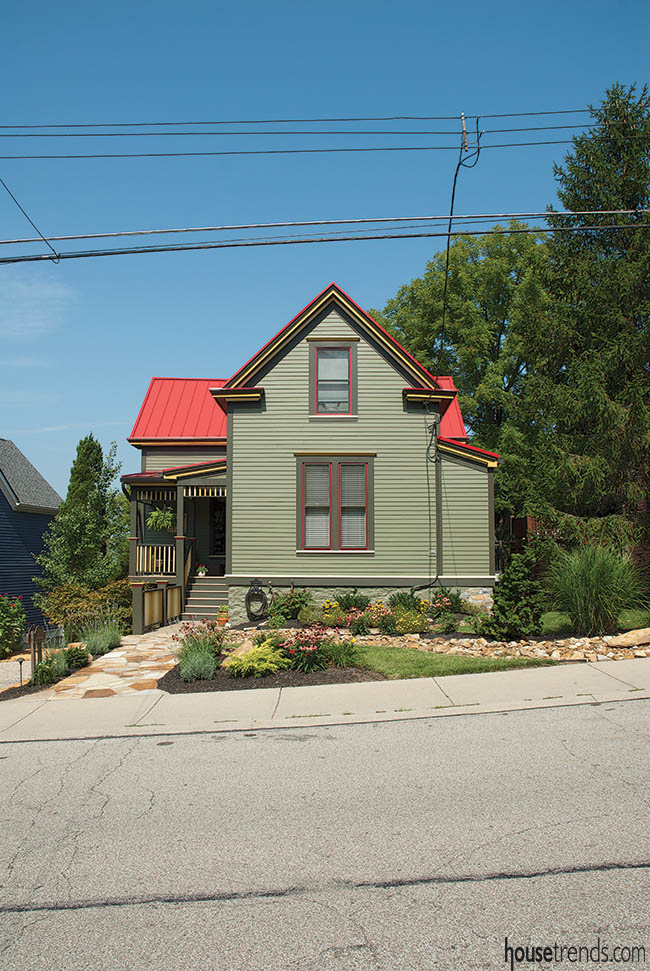 Home design features a cool red roof