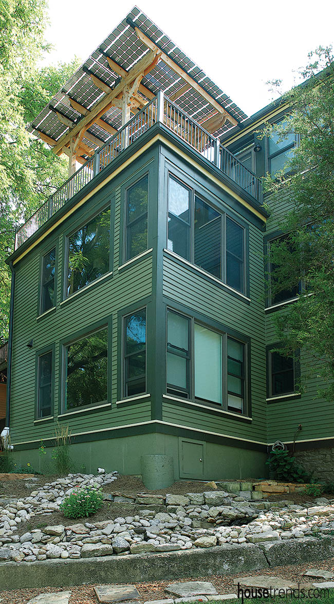 Historic home design uses solar accessories