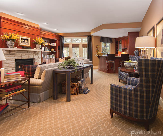 Wingback chairs create a supplemental seating area