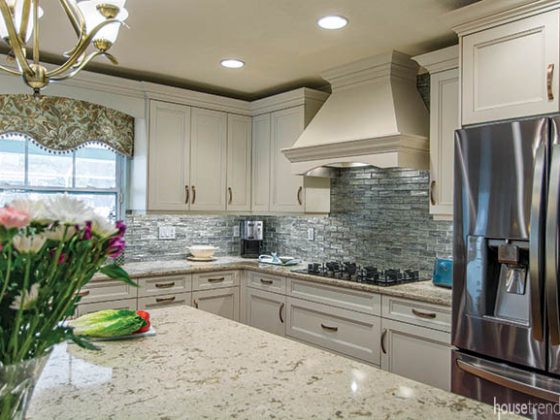 Custom hood blends perfectly in a remodeled kitchen