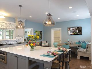 Quartz countertop offers room for a crowd